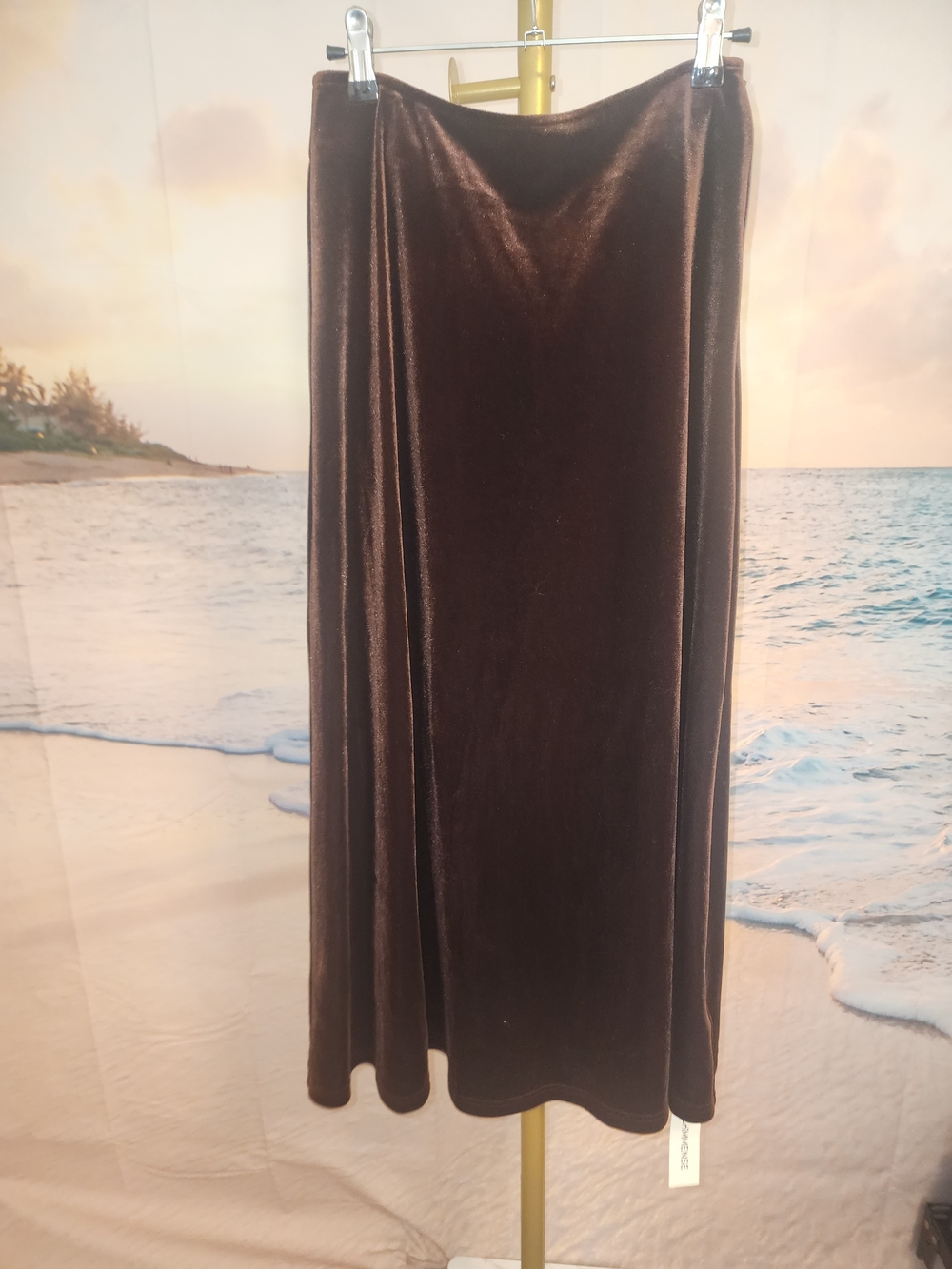 COMMENSE Women’s Velvet Midi Skirt - Brown